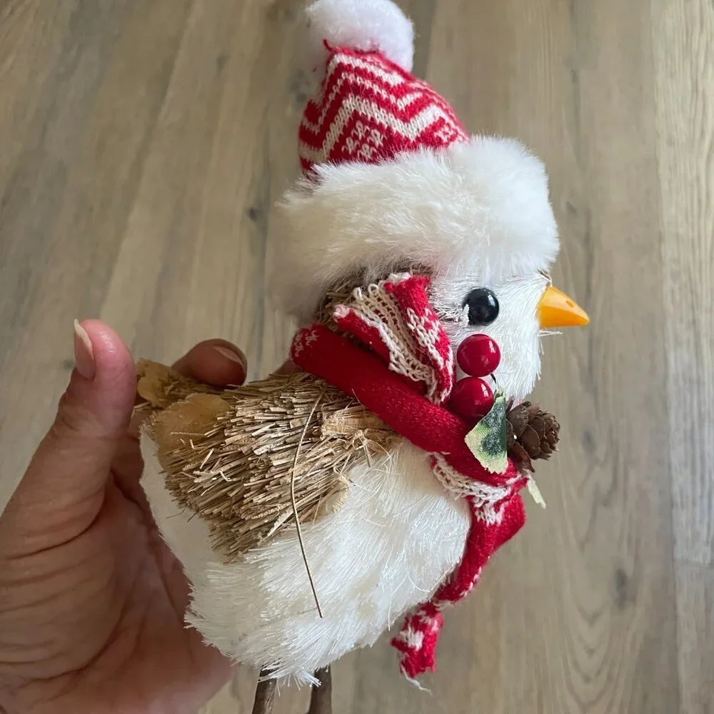Ashland Featherly Fabric Set of 2 Birds Holiday Scarf Earmuffs Hat Figurines! - Picture 9 of 9